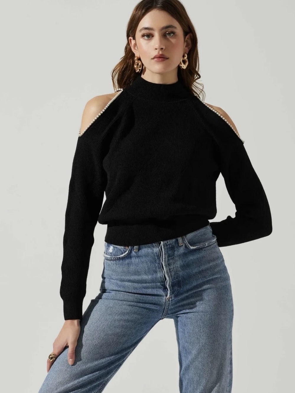 ASTR Black Cold Shoulder Sweater Size Medium New Without Tags